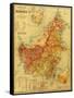 Borneo - Panoramic Map-Lantern Press-Framed Stretched Canvas