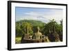 Borobodurwith Mount Merapi in the Distance, Kedu Plain, Java, Indonesia-Jochen Schlenker-Framed Photographic Print