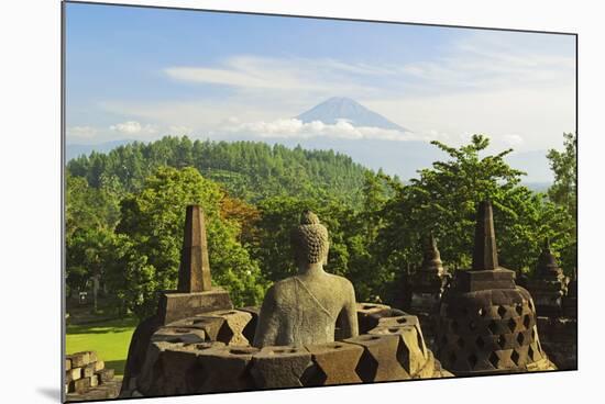 Borobodurwith Mount Merapi in the Distance, Kedu Plain, Java, Indonesia-Jochen Schlenker-Mounted Photographic Print