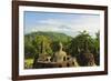 Borobodurwith Mount Merapi in the Distance, Kedu Plain, Java, Indonesia-Jochen Schlenker-Framed Photographic Print