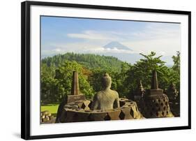 Borobodurwith Mount Merapi in the Distance, Kedu Plain, Java, Indonesia-Jochen Schlenker-Framed Photographic Print