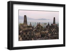 Borobudur at Dawn, UNESCO World Heritage Site, Java, Indonesia-Keren Su-Framed Photographic Print