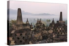 Borobudur at Dawn, UNESCO World Heritage Site, Java, Indonesia-Keren Su-Stretched Canvas