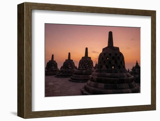 Borobudur Buddhist temple, at sunrise, Central Java, Indonesia-Dominic Byrne-Framed Photographic Print