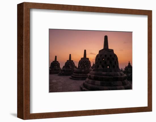 Borobudur Buddhist temple, at sunrise, Central Java, Indonesia-Dominic Byrne-Framed Photographic Print