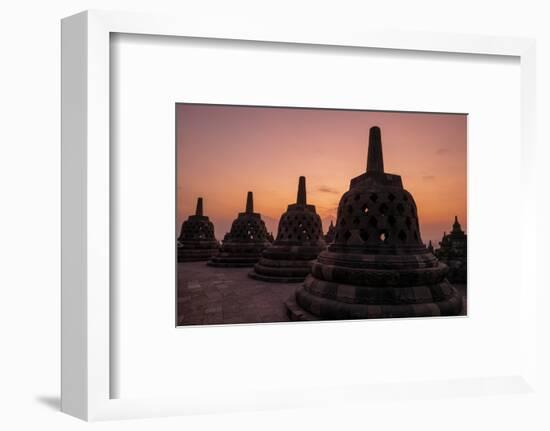 Borobudur Buddhist temple, at sunrise, Central Java, Indonesia-Dominic Byrne-Framed Photographic Print