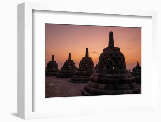 Borobudur Buddhist temple, at sunrise, Central Java, Indonesia-Dominic Byrne-Framed Photographic Print