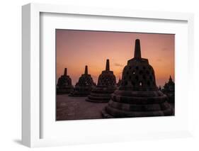 Borobudur Buddhist temple, at sunrise, Central Java, Indonesia-Dominic Byrne-Framed Photographic Print