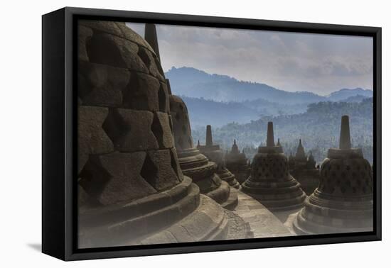 Borobudur Buddhist Temple, UNESCO World Heritage Site, Java, Indonesia, Southeast Asia-Angelo-Framed Stretched Canvas