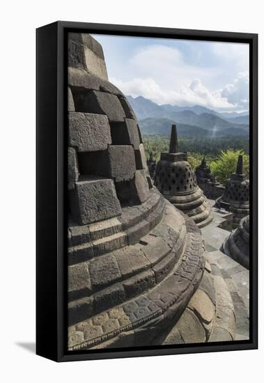 Borobudur Buddhist Temple, UNESCO World Heritage Site, Java, Indonesia, Southeast Asia-Angelo-Framed Stretched Canvas