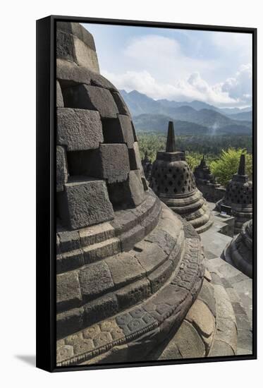 Borobudur Buddhist Temple, UNESCO World Heritage Site, Java, Indonesia, Southeast Asia-Angelo-Framed Stretched Canvas