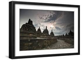Borobudur Temple, a World Heritage Site in Central Java-Alex Saberi-Framed Premium Photographic Print