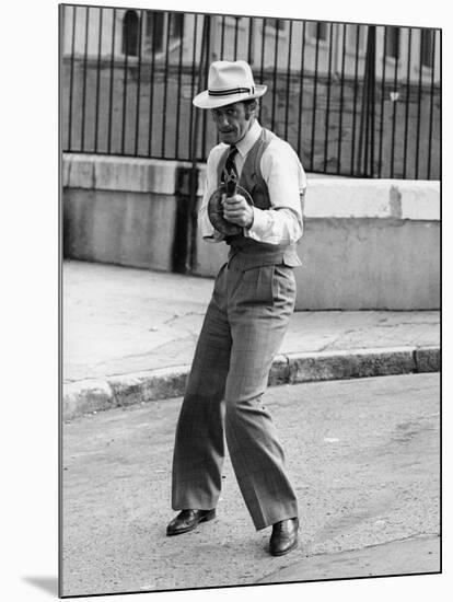 Borsalino by Jacques Deray with Jean-Paul Belmondo, 1970 (b/w photo)-null-Mounted Photo