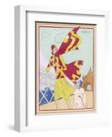 Borzoi and Its Owner Brave the Braxing Breezes of Biarritz-Roger Brard-Framed Art Print