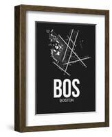 BOS Boston Airport Black-NaxArt-Framed Art Print