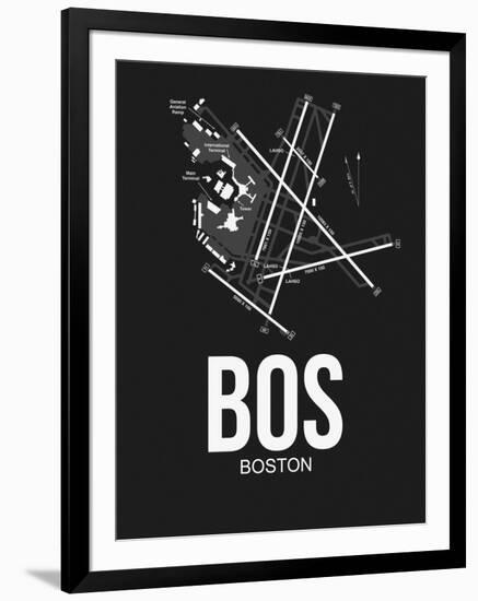 BOS Boston Airport Black-NaxArt-Framed Art Print