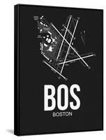 BOS Boston Airport Black-NaxArt-Framed Stretched Canvas