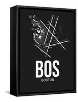 BOS Boston Airport Black-NaxArt-Framed Stretched Canvas