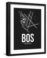 BOS Boston Airport Black-NaxArt-Framed Art Print