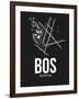 BOS Boston Airport Black-NaxArt-Framed Art Print