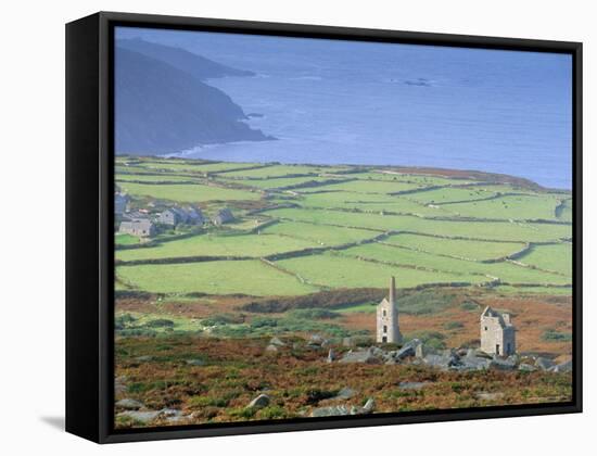 Bosigran Tin Mine Near St. Ives, West Penwith Coast, Cornwall, England, UK-John Miller-Framed Stretched Canvas