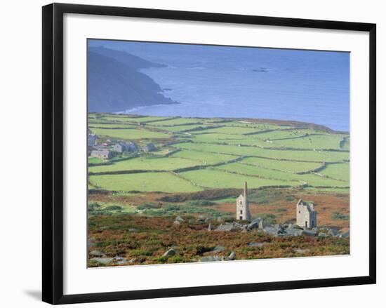 Bosigran Tin Mine Near St. Ives, West Penwith Coast, Cornwall, England, UK-John Miller-Framed Photographic Print