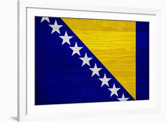 Bosnia And Hercegovina Flag Design with Wood Patterning - Flags of the World Series-Philippe Hugonnard-Framed Art Print