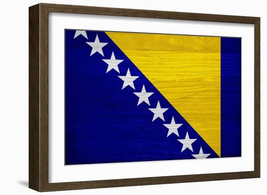 Bosnia And Hercegovina Flag Design with Wood Patterning - Flags of the World Series-Philippe Hugonnard-Framed Art Print