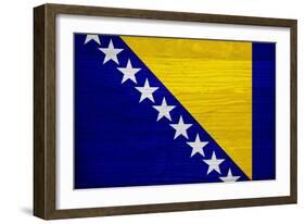 Bosnia And Hercegovina Flag Design with Wood Patterning - Flags of the World Series-Philippe Hugonnard-Framed Art Print