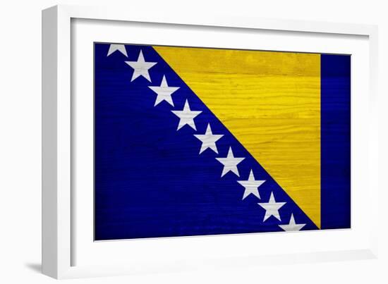 Bosnia And Hercegovina Flag Design with Wood Patterning - Flags of the World Series-Philippe Hugonnard-Framed Art Print