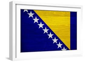 Bosnia And Hercegovina Flag Design with Wood Patterning - Flags of the World Series-Philippe Hugonnard-Framed Art Print