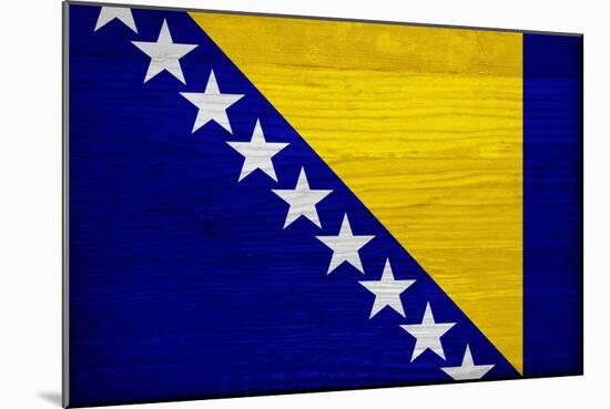 Bosnia And Hercegovina Flag Design with Wood Patterning - Flags of the World Series-Philippe Hugonnard-Mounted Art Print