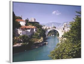 Bosnia Hercegovina, Mostar, Cityscape, Stone Bridge, Neretva-Thonig-Framed Photographic Print