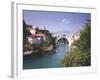 Bosnia Hercegovina, Mostar, Cityscape, Stone Bridge, Neretva-Thonig-Framed Photographic Print