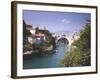 Bosnia Hercegovina, Mostar, Cityscape, Stone Bridge, Neretva-Thonig-Framed Photographic Print