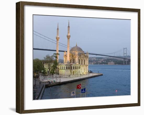 Bosphorous Bridge and Ortakoy Camii Mosque in the Trendy Ortakoy District, Istanbul, Turkey-Gavin Hellier-Framed Photographic Print