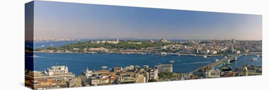 Bosphorus and Golden Horn Panorama from Galata Tower, Istanbul, Turkey-Michele Falzone-Stretched Canvas