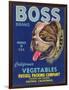 Boss Vegetable Label - Salinas, CA-Lantern Press-Framed Art Print