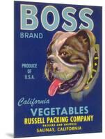 Boss Vegetable Label - Salinas, CA-Lantern Press-Mounted Art Print