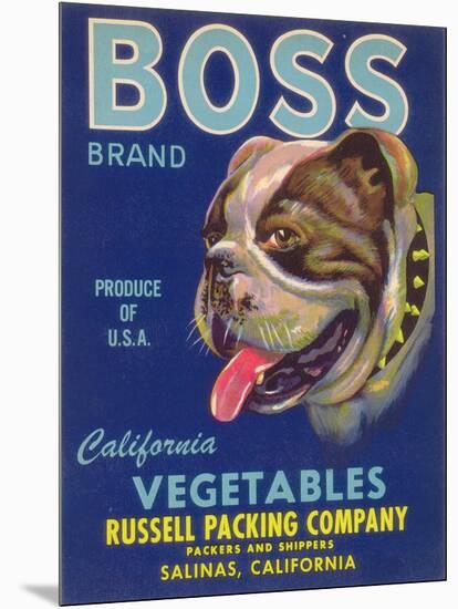 Boss Vegetable Label - Salinas, CA-Lantern Press-Mounted Art Print