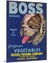 Boss Vegetable Label - Salinas, CA-Lantern Press-Mounted Art Print