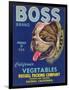 Boss Vegetable Label - Salinas, CA-Lantern Press-Framed Art Print