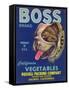Boss Vegetable Label - Salinas, CA-Lantern Press-Framed Stretched Canvas