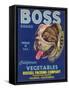 Boss Vegetable Label - Salinas, CA-Lantern Press-Framed Stretched Canvas