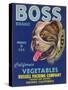 Boss Vegetable Label - Salinas, CA-Lantern Press-Stretched Canvas