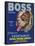 Boss Vegetable Label - Salinas, CA-Lantern Press-Framed Stretched Canvas