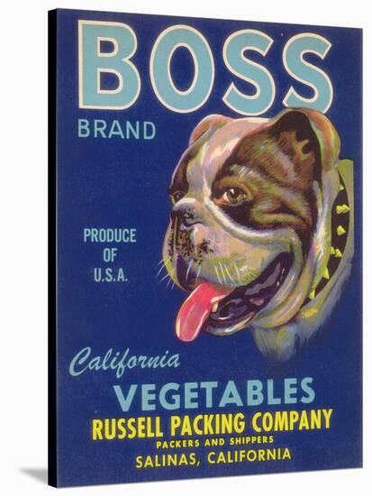 Boss Vegetable Label - Salinas, CA-Lantern Press-Stretched Canvas