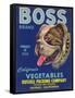 Boss Vegetable Label - Salinas, CA-Lantern Press-Framed Stretched Canvas