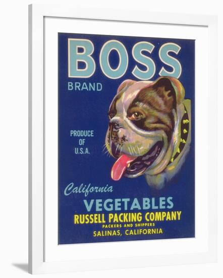 Boss Vegetable Label - Salinas, CA-Lantern Press-Framed Art Print