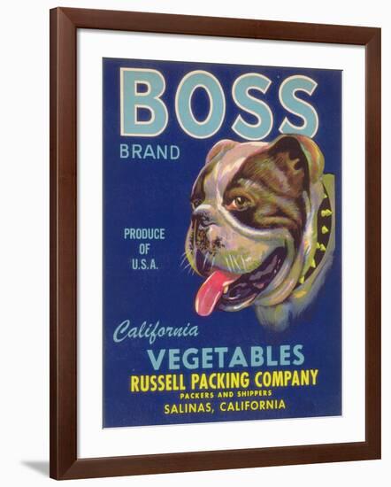 Boss Vegetable Label - Salinas, CA-Lantern Press-Framed Art Print